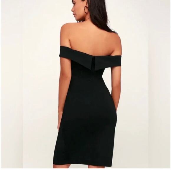 Lulus Sweetheart Off Shoulder Knee Length Slit Bodycon Classic Glam Dress Small - Picture 2 of 15